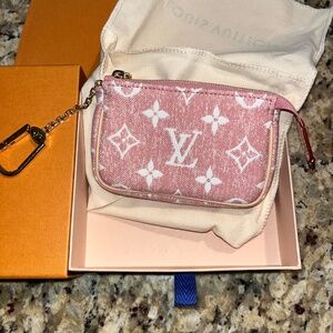 Louis Vuitton Pink Denim Monogram Micro Pochette Accessoires